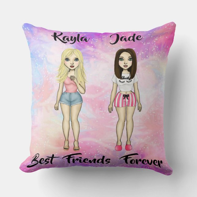 Best Friends Forever Blonde en Brunette Custom Kussen (Voorkant)