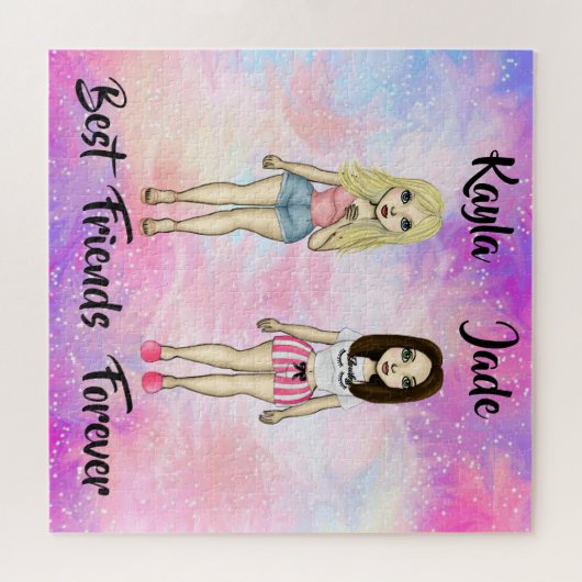 Best Friends Forever Blonde en Brunette Custom Legpuzzel (Horizontaal)