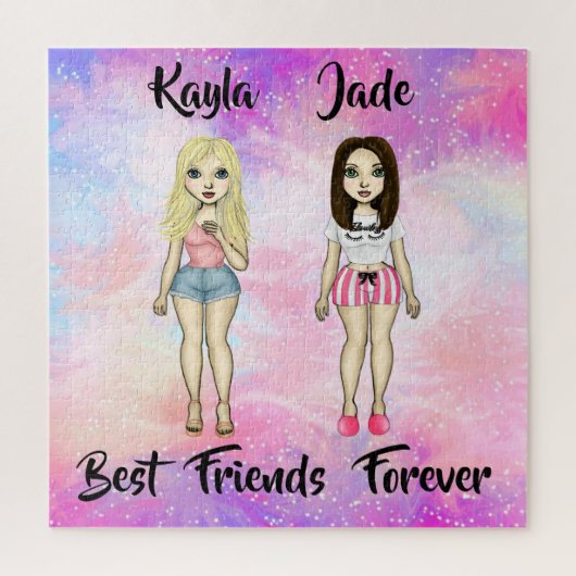 Best Friends Forever Blonde en Brunette Custom Legpuzzel (Verticaal)