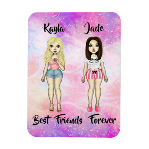 Best Friends Forever Blonde en Brunette Custom Magneet