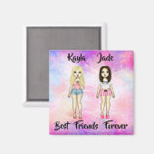 Best Friends Forever Blonde en Brunette Custom Magneet (Voorkant / Achterkant)