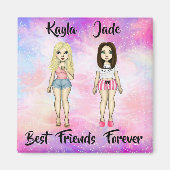 Best Friends Forever Blonde en Brunette Custom Magneet (Voorkant)