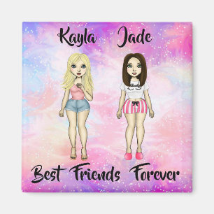 Best Friends Forever Blonde en Brunette Custom Magneet