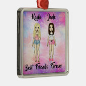 Best Friends Forever Blonde en Brunette Custom Metalen Ornament (Rechts)