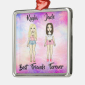 Best Friends Forever Blonde en Brunette Custom Metalen Ornament (Links)