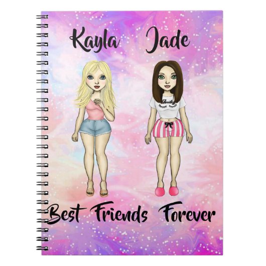 Best Friends Forever Blonde en Brunette Custom Notitieboek (Voorkant)