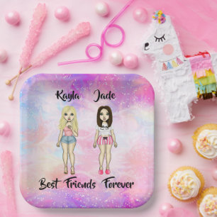 Best Friends Forever Blonde en Brunette Custom Papieren Bordje