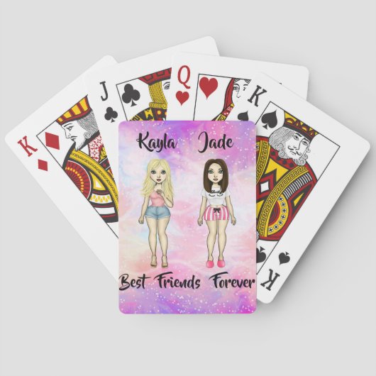 Best Friends Forever Blonde en Brunette Custom Pokerkaarten (Achterkant)