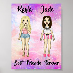 Best Friends Forever Blonde en Brunette Custom Poster