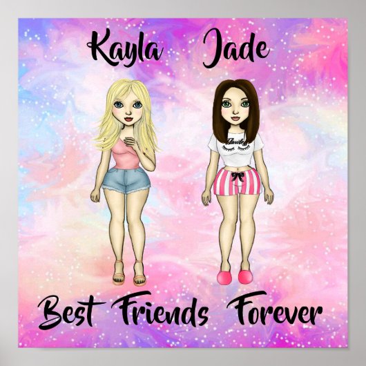 Best Friends Forever Blonde en Brunette Custom Poster (Voorkant)