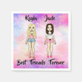 Best Friends Forever Blonde en Brunette Custom Servet (Voorkant)