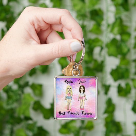 Best Friends Forever Blonde en Brunette Custom Sleutelhanger (Hand)