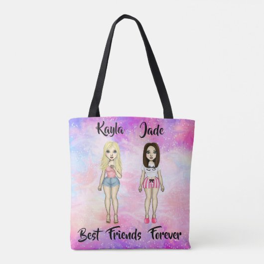 Best Friends Forever Blonde en Brunette Custom Tote Bag (Achterkant)