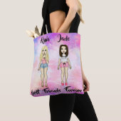 Best Friends Forever Blonde en Brunette Custom Tote Bag (Dichtbij)
