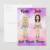 Best Friends Forever Blonde en Brunette Custom Uitnodiging Briefkaart (Voorkant / Achterkant)