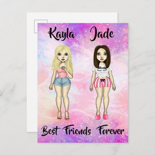 Best Friends Forever Blonde en Brunette Custom Uitnodiging Briefkaart (Voorkant / Achterkant)