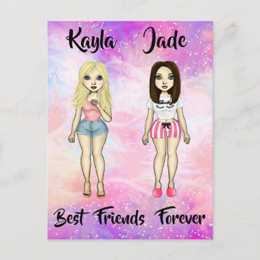 Best Friends Forever Blonde en Brunette Custom Uitnodiging Briefkaart (Voorkant)