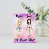 Best Friends Forever Blonde en Brunette Custom Uitnodiging Briefkaart (Staand voorkant)