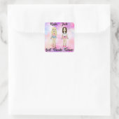 Best Friends Forever Blonde en Brunette Custom Vierkante Sticker (Tas)