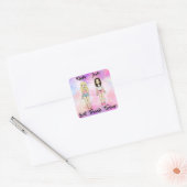Best Friends Forever Blonde en Brunette Custom Vierkante Sticker (Envelop)