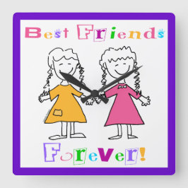 Best Friends Forever Clock Vierkante Klok