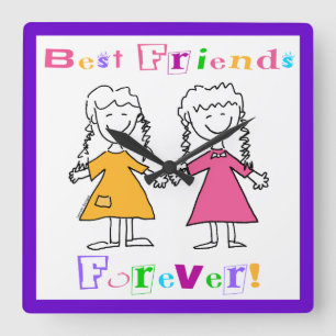 Best Friends Forever Clock Vierkante Klok