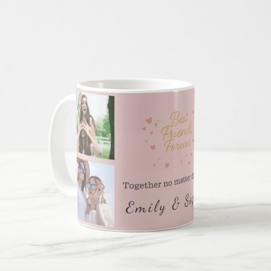 Best Friends Forever – Custom 4-Photo Collage Mug Koffiemok (Voorkant links)
