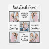 Best Friends Forever Custom 5 Photo Friendship Fleece Deken (Voorkant)