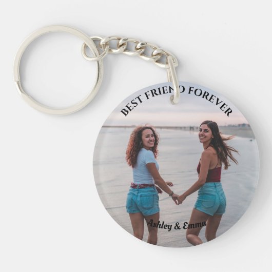 Best Friends Forever Custom Foto and Name black Sleutelhanger (Voorkant)