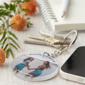 Best Friends Forever Custom Foto and Name Blue Sleutelhanger (Voorkant Rechts)