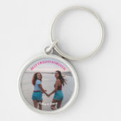 Best Friends Forever Custom Foto and Name roze Sleutelhanger (Voorkant)