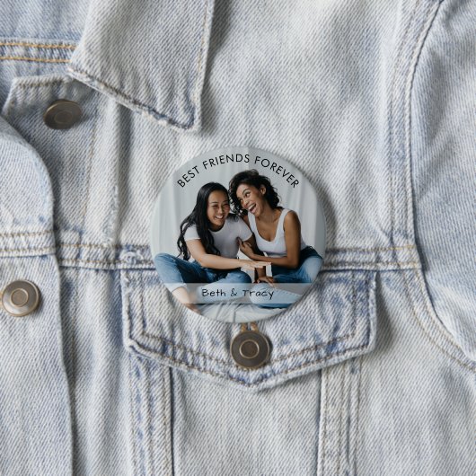 Best Friends Forever Custom Photo & Name Button (In situ)
