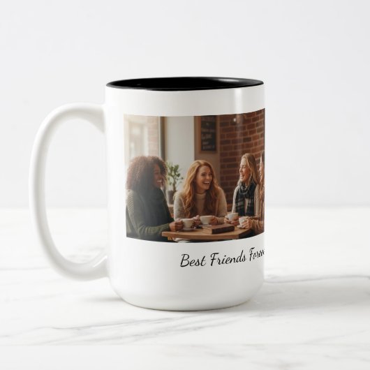 Best Friends Forever Custom Photo Personalized Cof Tweekleurige Koffiemok (Links)