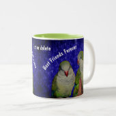 Best Friends Forever Cute Bird Personated Tweekleurige Koffiemok (Voorkant rechts)