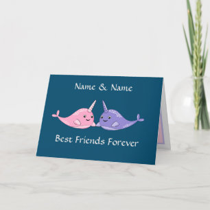 Best Friends Forever Cute Narwhal Kaart