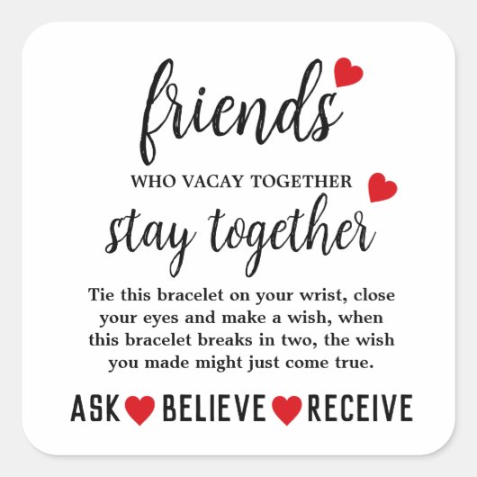 Best Friends Forever Friendship Day Vierkante Sticker (Voorkant)