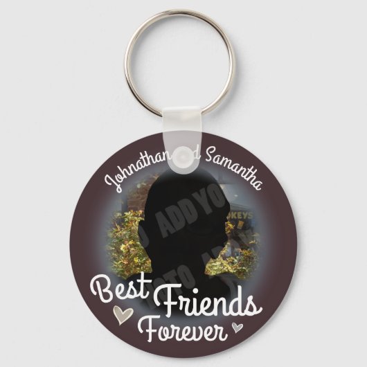 Best Friends Forever Fun Script Photo Round Sleutelhanger (Voorkant)