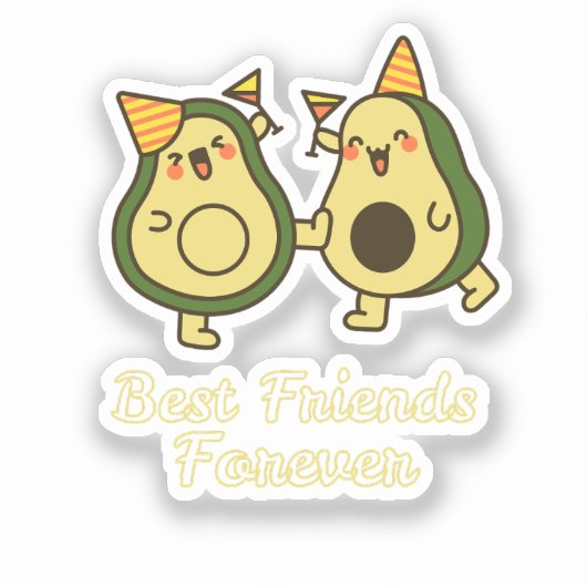 BEST FRIENDS FOREVER, FUNNY AVOCADO, FRIENDS DAY STICKER (Voorkant)