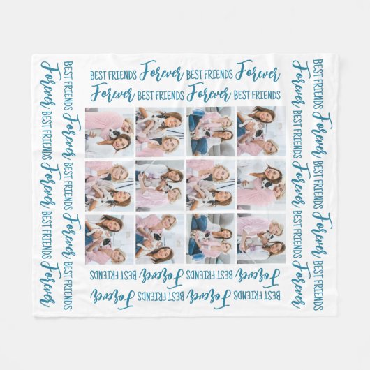 Best Friends Forever Gepersonaliseerd 12 Photo Col Fleece Deken (Voorkant (Horizontaal))