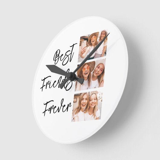 Best Friends Forever Gift Photo Collage Ronde Klok (Hoek)