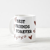 Best Friends Forever Glitter Hearts print Koffiemok (Voorkant links)