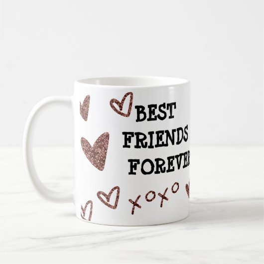 Best Friends Forever Glitter Hearts print Koffiemok (Links)