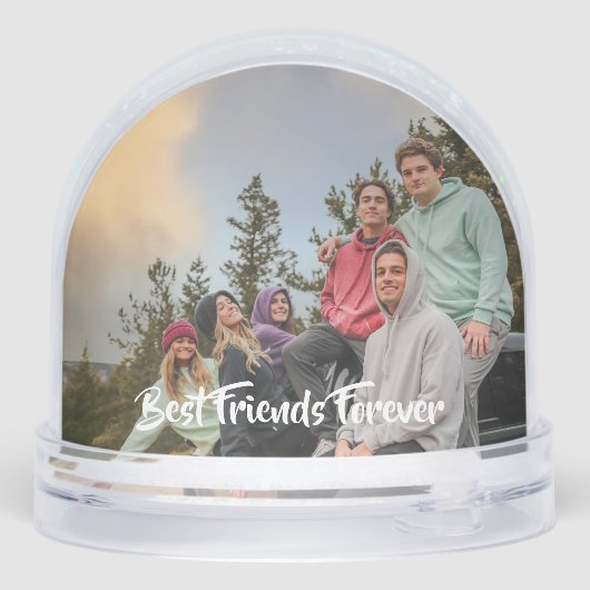 Best Friends Forever Modern Script Photo Sneeuwbol (Achterkant)