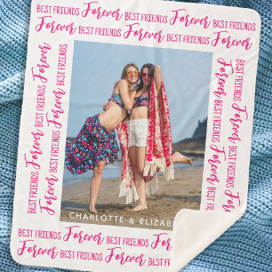 Best Friends Forever Modern Trendy Roze Foto Sherpa Deken