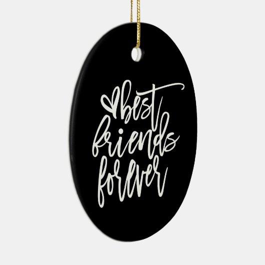 Best Friends Forever Name Script white Black Keramisch Ornament (Rechts)