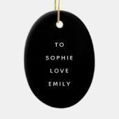 Best Friends Forever Name Script white Black Keramisch Ornament (Achterkant)