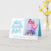Best Friends Forever Photo Blue happy Birthday Kaart (Gele Bloem)