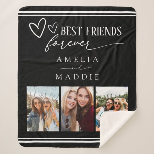Best Friends Forever Photo Collage Black  Sherpa Deken (Voorkant)