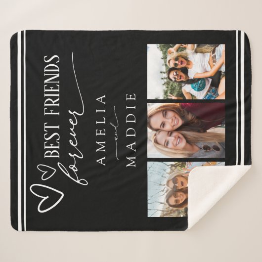 Best Friends Forever Photo Collage Black  Sherpa Deken (Voorkant (horizontaal))