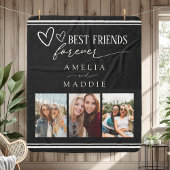 Best Friends Forever Photo Collage Black  Sherpa Deken